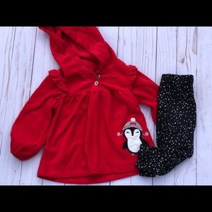 Baby Girls Fleece Hooded Penguin Outfit